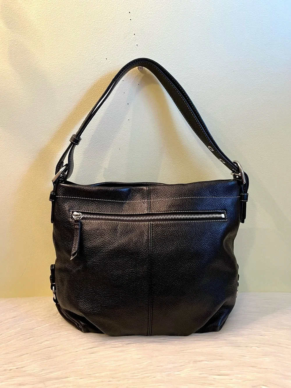 Coach Black Pebbled Leather Hobo Bag
